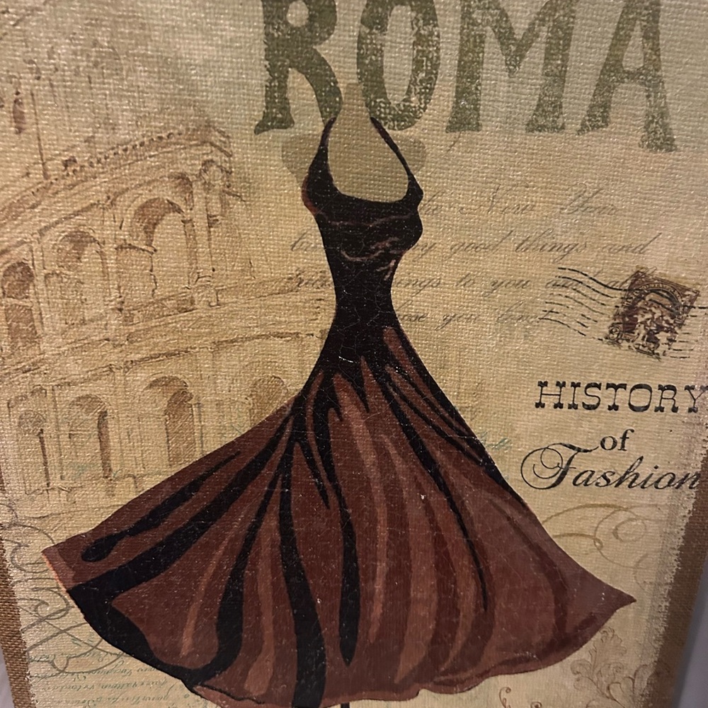 Roma Fashion Art Print — Brown and Black Dress Silhouette - Picture 2 of 2